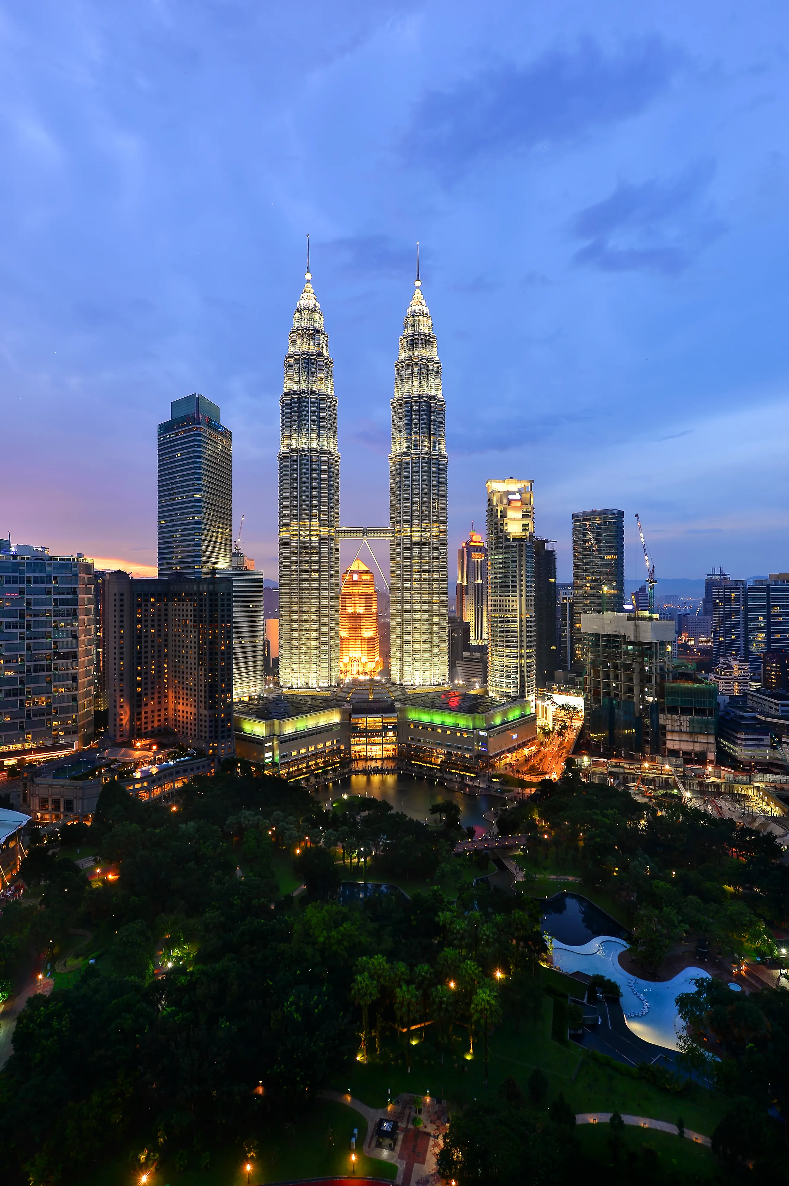 Petronas Towers at twilight, Kuala Lumpur